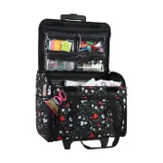 Craft Trolley Bag, Black Floral - Craft Organiser on Wheels for Sewing, Scrap...