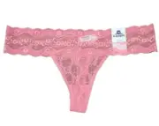 Thong Panty Size XL Women's Pink B.tempt'd by Wacoal Lace Kiss New Stretch Mesh