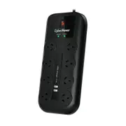 CyberPower - Home Theatre 8-Port Surge Protector Power Board - 2 USB 2.4A - Black