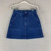 NWT & Denim H&M A-Line Skirt Women's Size 2 Blue Dark Wash Patch Pocket Cotton