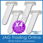 4 x SQUARE WHITE PLASTIC ANGLED FLUSH MOUNT FISHING BOAT ROD HOLDERS