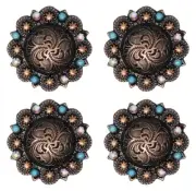 Concho 4 Conchos Rhinestone Horse Saddle Western Bridle Berry Turquoise Co96