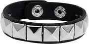 [JJDreams] Women Men Punk Bracelet Lether Hematite Cuff Vintage Wristband Rivet Spike Adjustable Black