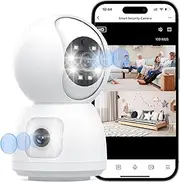 [ADVWIN] Indoor Security Camera - 1080P HD WiFi Dual Lens Camera with PTZ, Baby Monitor/Pet Camera with Night Vision, Motion Detection, Two-Way Audio