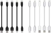 JuSoFU Short USB Cable 5 Variety Pack 10-PCS Mixed 5 Varieties X 2PCS (10-inch) Compatible Mobiles Charging Station/Power Bank/Tablets/Laptops and More... (White)
