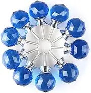 BNYZWOT Round Shape Crystal Glass 30mm Kitchen Cabinet Door Drawer Knob Cupboard Dresser Wardrobe Pull Handle with Screws, 10Pcs Blue
