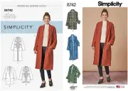 SIMPLICITY SEWING PATTERN 8742 MISSES 6-24 EASY LOOSE LONG CARDIGAN JACKET COAT