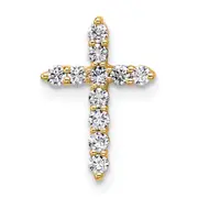 14k Yellow Gold 1/4 Ct. Lab Grown Diamond VS/SI+ G+ Cross Chain Slide Pendant