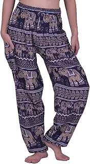 [Lofbaz] Women's Rayon Smocked Waist Flowy Hippie Boho Harem Pants