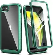 IDweel for iPhone SE 2020 Case,for iPhone 8 & 7 & SE 2022 Case(SE 2nd/3rd Gen),Full-Body Sturdy Shockproof Slim Fit Clear Cover with Screen Protector Heavy Duty Shock Resistant Hybrid Cover, Green