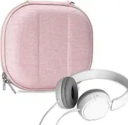 Geekria NOVA Headphones Case Compatible with Sony MDR-ZX600/ZX310AP/ZX310/ZX300, Replacement Hard Shell Travel Carrying Bag with Cable Storage (Pink)
