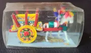 Vintage SICILIAN CART FACTORY Mini Siciliano Folk Art Horse & Cart Made Italy