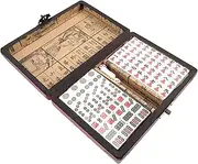 ORFOFE 1 Set Small Portable Mahjong Set Traditional Chinese Travel Mahjong Kit with Complete Accessories for Home Parties