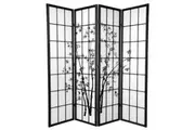 Zen Garden Room Divider Screen Black 4 Panel