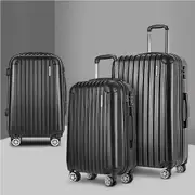 20" 24" 28" Luggage Wanderlite Trolley Set Travel Suitcase Hard Case Carry On Bag - Black