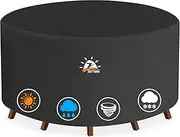 Zettum Round Patio Table Cover Ø185 x 73 CM - 600D Outdoor Furniture Cover Round Waterproof & Heavy Duty, Lawn Furniture Set Covers for Outside Dining Table and Chairs Seating Combo