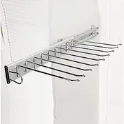 Pull Out Trousers Rack Pull Out Pants Rack, Retractable Wardrobe Rail Organizer, 9 Arms Stainless Steel Pants Hanger Bar, Side Mounted Clothes Organizers/Left Installation FANDIAO