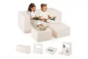 Giantex Modular Plush Sofa Couch Play Set Convertible Sofa Bed w/Washable Cover Beige