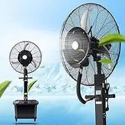 3-Speed Pedestal Fan/Oscillating Fan/Patio Misting Fan/Floor Fan, Spray Fan with 42L Water Tank Capacity, Industrial Fan, Super Strong Wind,Suitable for a Wide Range of scenarios（26in/30in）(Fixed,6