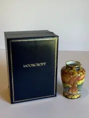 A Rare MOORCROFT ENAMEL Red Squirrels 22 shape Small vase by Sandra Dance. Boxed