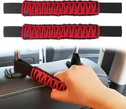 2Pcs Headrest Grab Handles, Car Front Rear Seat Back Roll Bar Grip Handles Kit, Nylon Grab Handl with Headrest Mounted, Heavy Duty Automotive Interior Accessories Universal for SUV Truck Pickup(red)