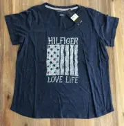 NWT Women's Tommy Hilfiger Love Life American Flag Varsity Tee - S, M, L, XL