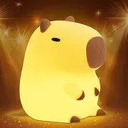 Capybara Night Light, Attivolife Cute Animal Soft Silicone LED Lamp with Dimmable & Timer, Rechargeable Nursery Bedside Bedroom Table Decor, Best Birthday Christmas Presents for Kid Girl Boy