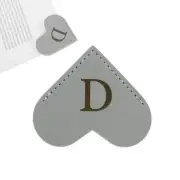 Initial D Corner Bookmarks, Heart Shape Leather Book Marks Markers, Gray