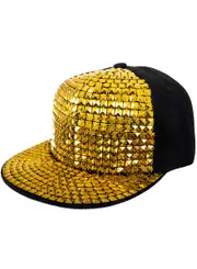 Studded Gold and Black Hip Hop Costume Hat