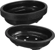 Healeved 6pcs Oval Planter Plastic Household Plant Pots Large Gardening Pots
