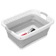 1 x 45L Aerated Plastic Collapsible Laundry Basket 62X44CM Carry Wash Cleaning Bin