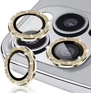 [TIUYAO] Glitter Camera Lens Protector for iPhone 14 Pro 6.1"& iPhone 14 Pro Max 6.7", Tempered Glass Camera Lens Protector Bling Ring Lens Cover for iPhone 14 Pro/iPhone 14 Pro Max (Glitter Gold)