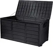 LI LIVSIP Outdoor Storage Deck Box Bench 290L, Waterproof & Lockable Large Storage Box Container Bench with Wheels & Handle for Cushion Toys Tools, Outdoor Bench for Patio, Garden, Black