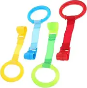 Abaodam 8pcs Nursery Ring for Stand Crib Pull up Ups Accessory Small Cot Handle up Bar Bed Rings Play Blue Help Handles Walking Assistant Learning Tools Plastic