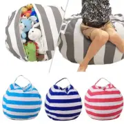 Canvas Toys Storage Bean Bag Stripe Plush Toy Organizer Multi-purpose Kids