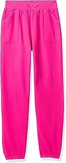 [IZOD] Girls' Sensory-Friendly Sweatpants, Soft Fleece Fabric with Elastic Waist&Drawstring,Tagless,Flattened Seams & Pockets