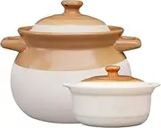 Vintage Ceramic Casserole Dish with Lid, 2/2.5/3.5/5.5L Clay Pot for Soup, Stew, Beans – Oven Proof Cooking Pot + Free 1.3L Mini Dutch Oven,2L