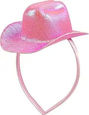 Framendino, Mini Pink Cowboy Hat Headband Cowgirl Hat Head Bands Party Hats for Women
