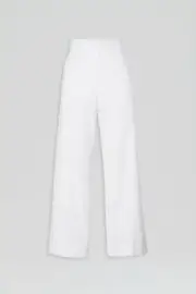 Scanlan Theodore Sateen Cropped Wide Leg Trouser White Size 12 New With Tags