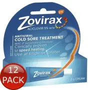 12 x Zovirax Cold Sore Cream Tube 2G