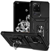 Phone Case for Samsung Galaxy S20 Ultra,Metal Ring Kickstand Cover with Slide Camera Protection