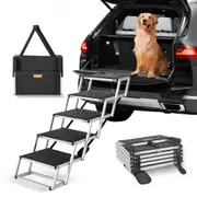 VEVOR Dog Stair for Cars 5-step Folding Dog Steps Aluminum Loads up to 150 lbs, Foldable 30.3-31.9in Adjustable Height