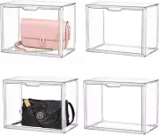 Clear Stackable Plastic Storage Bins with Magnetic Attraction Lid, Acrylic Box D