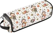 [sanluoli] 2 in 1 Hair Tools Organizer with Iron Mat Carrying Case Flat Curling Iron Waterproof Organizer Thanksgiving Cartoon Pattern Pumpkins Sunflowers Flower Portable Travel Essentials