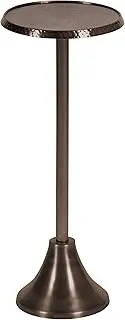 Kate and Laurel Sanzo Modern Pedestal Drink Table, 9 x 9 x 23, Bronze, Decorative End Table with Hammered Tabletop