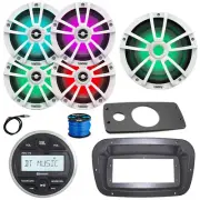 JBL Marine Radio, Spa Bezel,Adapter,ANT, LED Sub, 4x 6.5" 225W LED White Speaker