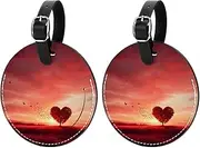 [CWAGFEQZ] 2-Pc Luggage Tags for Suitcases,Travel Tags for Luggage,Heart Love Tree Valentines Day