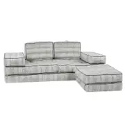 Agura 10-Piece Modular Setting Lounge Couch Tufted Cotton Woven Fabric