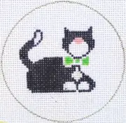 Black Cat Ornament Hand Painted Needlepoint Canvas