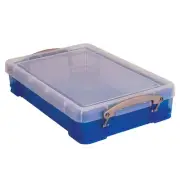 Really Useful Box Plastic Storage Box, 14.5" x 10.25" x 3.25", Transparent Blue